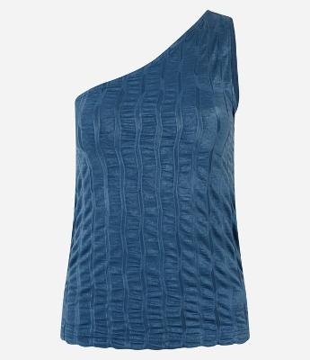Blusa Sem Manga Texturizada com Decote Ombro Só
