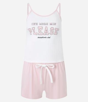 Pijama Short Doll Estampa Lettering Please