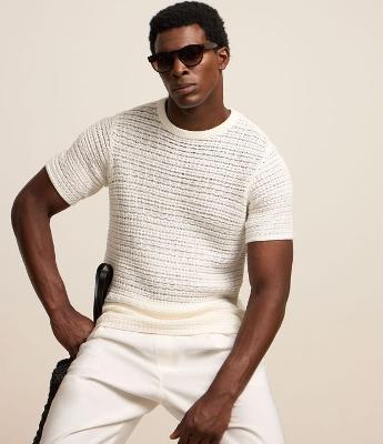 Camiseta Regular em Algodão com Textura