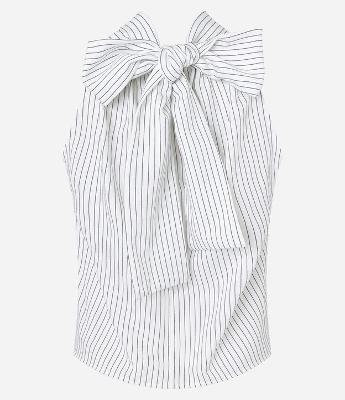 Blusa em Alfaiataria com Laço nas Costas e Estampa Listrada