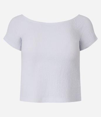 Blusa Curta com Decote Ombro a Ombro e Textura