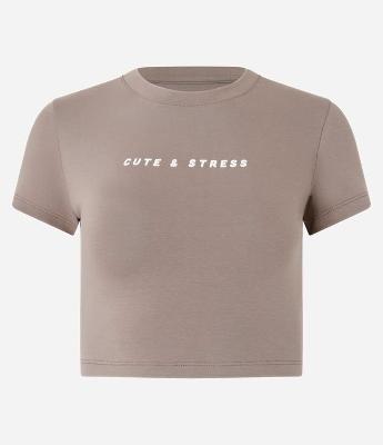 Blusa New T-Shirt em Ribana com Estampa Cute And Stress