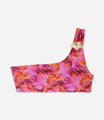 Biquíni Top Bandeau com Flores Estampadas