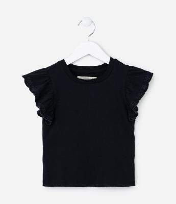 Blusa Infantil com Babadinho e Bordado - Tam 5 a 14 Anos