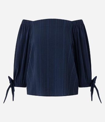 Blusa em Viscose com Decote Quadrado e Manga 3/4 com Amarração nos Punhos