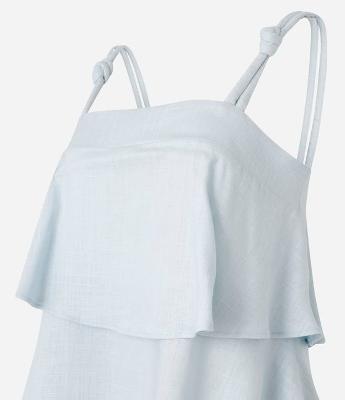 Blusa de Alça em Viscolinho com Babados Sobrepostos