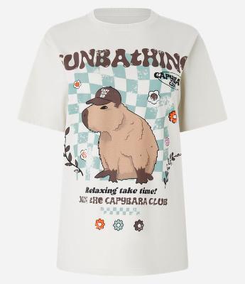 Camiseta Alongada em Algodão com Estampa Capyba Club