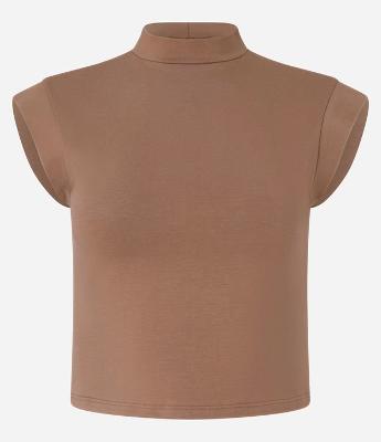 Blusa Sem Manga em Algodão e Elastano com Gola Alta