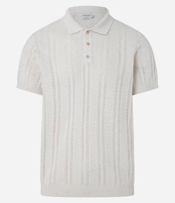 Camisa Polo com Botões Contrastantes e Textura