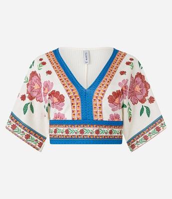 Blusa Cropped Texturizada com Estampa Floral
