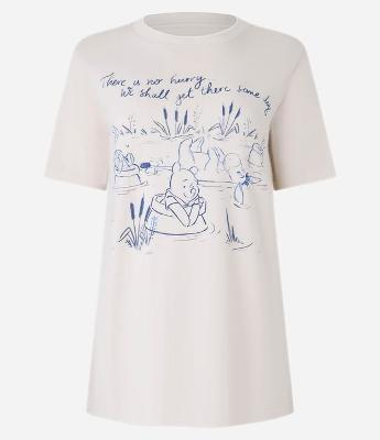 Camiseta Alongada em Algodão com Estampa Ursinho Pooh
