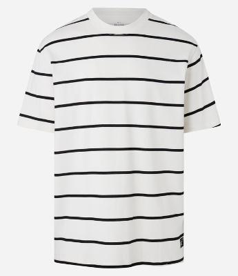 Camiseta Relaxed em Algodão com Listras Finas