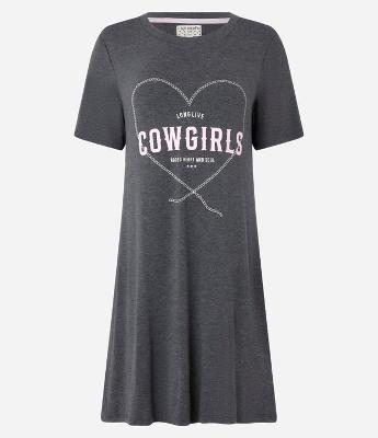 Camisola Curta em Viscose com Estampa de Coração Cowgirls