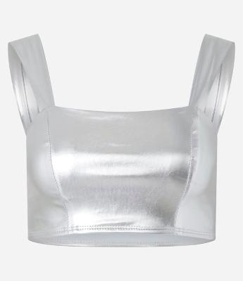 Blusa Cropped Metalizada com Alças Largas