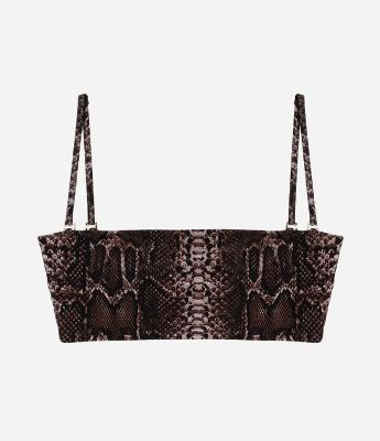 Biquíni Top Bandeau Microfibra com Estampa de Cobra