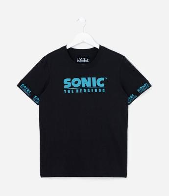 Camiseta Comfort Infantil com Estampa Sonic - Tam 4 a 12 Anos
