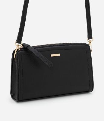 Bolsa Transversal Pequena em PU com Zíper