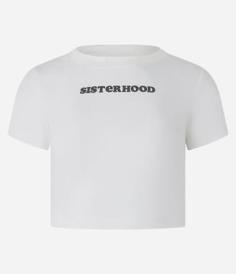 Blusa New tshirt em Algodão com Silk Emborrachado Sisterhood