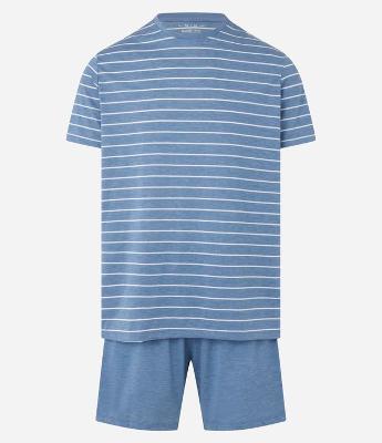 Pijama Curto em Poliviscose com Estampa Listrada