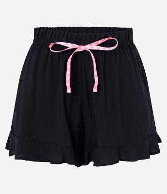Short de Pijama em Viscose Com Laço Contrastante