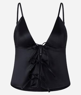 Blusa Acetinada de Alça com Laços Frontais