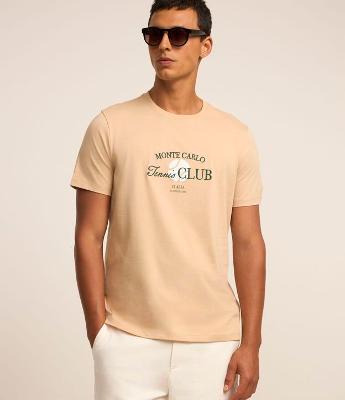 Camiseta em Algodão com Estampa Lettering Tennis Club