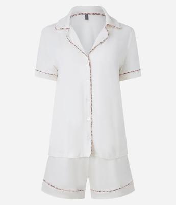 Pijama Short Doll Curto Americano com Viés Constrastante