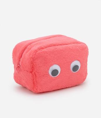 Nécessaire Retangular Média Fleece com Estampa Furry com Olhos