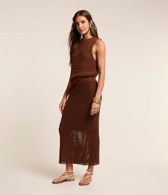 Saia Midi Tricot Texturizada