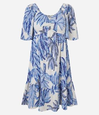Vestido Curto Texturizado com Estampa Bananeiras
