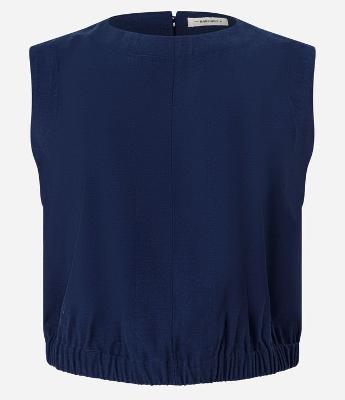 Blusa sem Manga em Viscose com Detalhe na Barra e Recortes Frontais