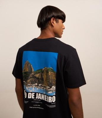Camiseta Comfort em Algodão com Estampa Photoprint Rio de Janeiro