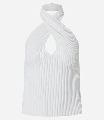 Blusa Frente Única em Tricô Canelado com Vazado