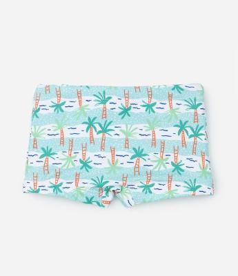 Sunga Boxer Infantil com Microfibra com Estampa Coqueiros - Tam 2 a 4 Anos