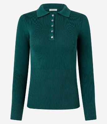 Suéter em Viscose Manga Longa Gola Polo com Botões