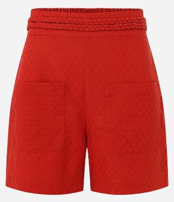 Short Curto com Textura Maquinetada com Bolsos e Cós Trançado