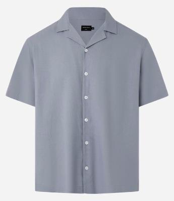 Camisa Boxy em Linho com Gola Bowling
