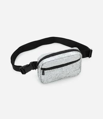 Pochete Pequena com Glitter Bolso Frontal e Alça com Gorgorão