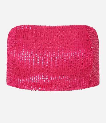 Blusa Cropped em Paetê Metalizado