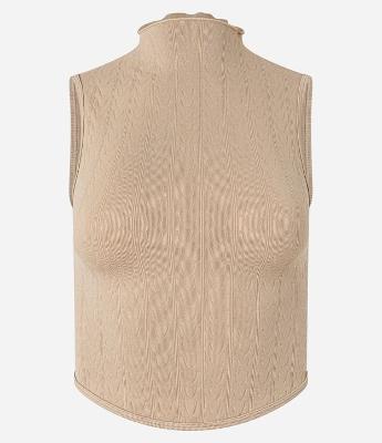 Blusa sem Manga em Poliamida Seamless e Gola Alta com Frufru