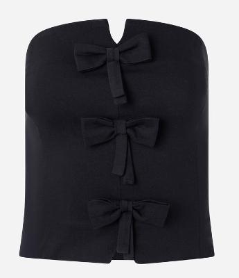 Blusa em Bengaline Tomara que Caia com Laços Frontais