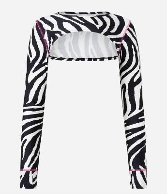 Blusa Cropepd em Microfibra Estampa Zebra