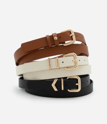 Kit 03 Cintos com Fivela Quadrada Curve & Plus Size