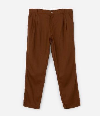 Calça em Alfaiataria com Textura e Pregas