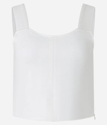 Blusa Alça Larga Cropped em Viscose com Ponto Roma
