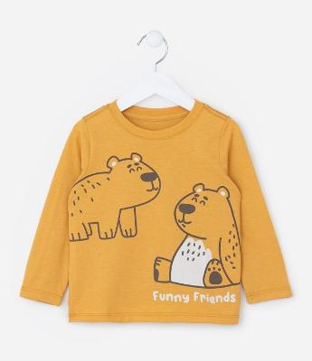 Camiseta Infantil com Estampa de Ursinhos - Tam 1 a 6 Anos