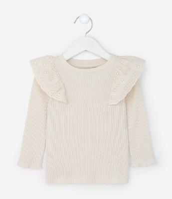 Blusa Infantil em Ribana com Babadinhos - Tam 1 a 5 Anos