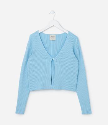 Cardigan Infantil Canelado em Viscose - Tam 5 a 14 anos