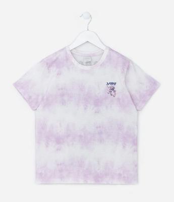 Camiseta Infantil com Estampa Tie Dye e Angel - Tam 5 a 14 Anos