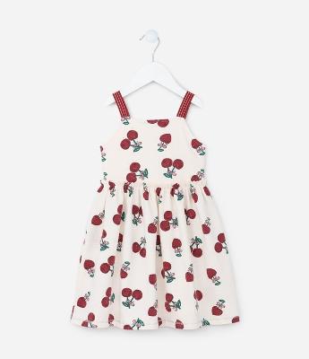 Vestido Infantil em Algodão com Estampa de Cervejas - Tam 1 a 6 Anos